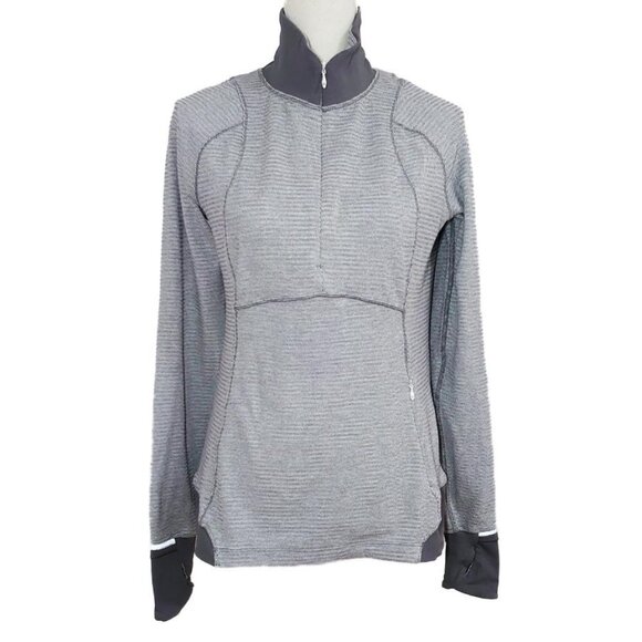Lululemon Runderful 1/2 Zip Mini Check Pique White Heathered Slate/Slate - Picture 8 of 16